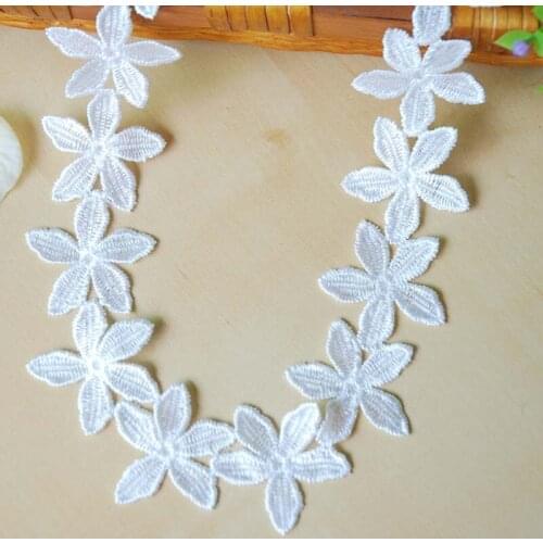 20Yards White Embroidery Flowers Lace Trim Dolls Dress Decor Applique Fabric 45mm Sewing DIY Materials High Quality