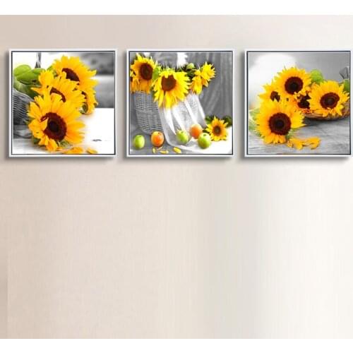 3pcs,Full,Diamond Embroidery flower,5D,Diamond Painting sunflower Cross Stitch,Diamond Mosaic,Needlework,Crafts,Christmas,Gift