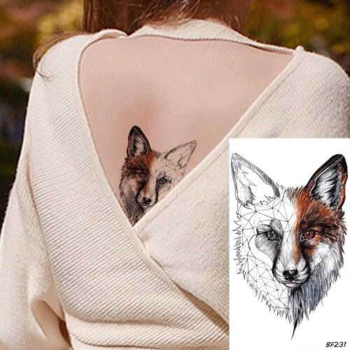 3D Creative Fox Tribal Waterproof Fake Neck Tattoos For Women Female Stickers Custom Temporary Tattoo Men Body Art Tatoos Decals