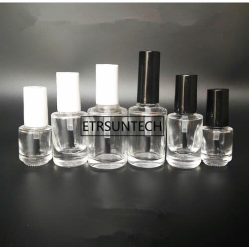 5ml 10ml 15ml Empty Glass Nail Polished Oil Bottles With White Cap With Brush Cosmetic Nail Oil Container F1301