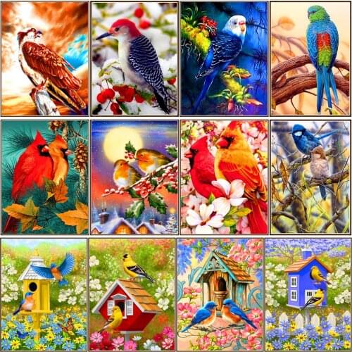 Round full diamond 5D animal diamond painting bird/birds nest landscape DIY diamond embroidery kit home decoration 30*40