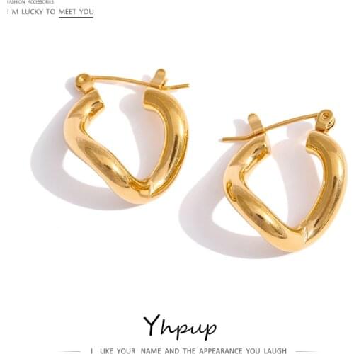 Yhpup Stainless Steel Irregular Earrings Minimalist Gold Texture 18 K Trendy Earrings Geometric Jewelry бижутерия для женщин