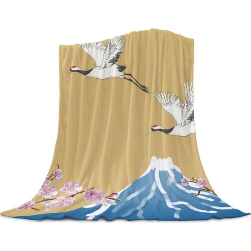 White Crane Snow Mountain Home Textile Blanket Cover Decorative Fleece Blankets for Sofa Bed Throw Blanket for Kids Adults