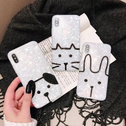 Glitter Phone Case For iPhone 7 8 Plus Dream Shell Pattern Cases For iPhone XR XS Max 6 6S Plus Cute Animal Soft Silicone Cover