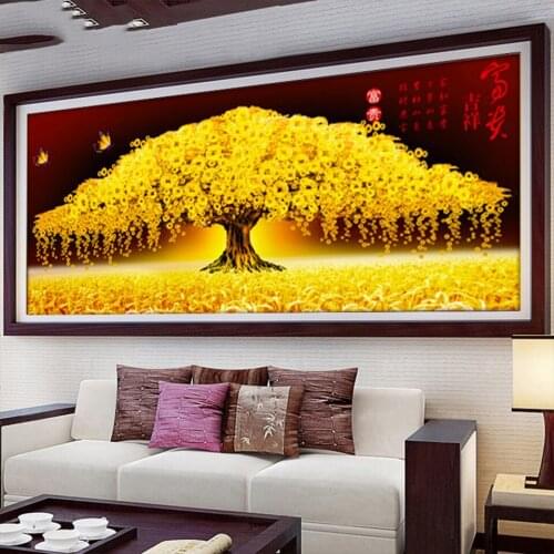 Big DIY Diamond Embroidery,Round Diamond Rich lucky money tree Full rhinestone 5D Diamond painting cross stitch,needlework A2424