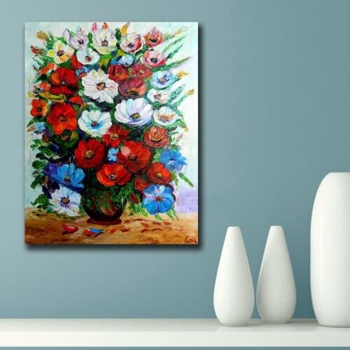 Large size Printing Oil Painting Flower In The Vase Wall Art Canvas Prints Pictures For Living Room And Bedroom No Frames