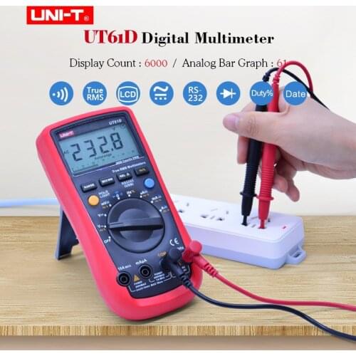 Digital Multimeter UNI-T UT61D AC DC volt Ampere Ohm meter True RMS Auto Range 6000 Count Capacitance Frequency test PC Connect