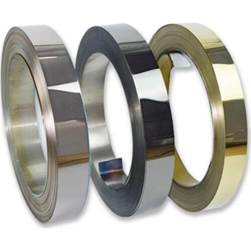 Stainless Steel Decorative Strip Electroplate 0.4mm 0.5mm x 2cm 100m Titanium Black Rose Gold