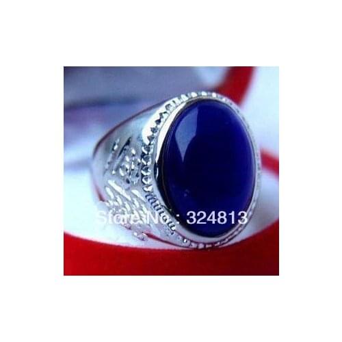 Hot selling>@@ Beautiful Tibetan Silver Mens blue Opal Rings #1924 -Bride jewelry free shipping