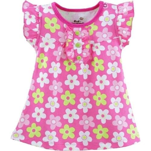 Hooyi baby Girl Dress Summer Baby clothes floral newborn blouses infant t-shirts summer dress jumper Tops