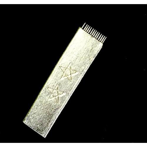 Microblading needle 14 pin Lamina Tebori 14 Hard Flat Microblading 14 Prong flat Permanent Makeup Blades Tattoo Curved Blade