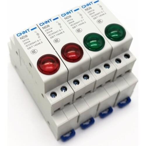 CHINT Indicator Light ND9 Series AC DC230V 24V Pilot Lights Din Rail Mount Indication Light