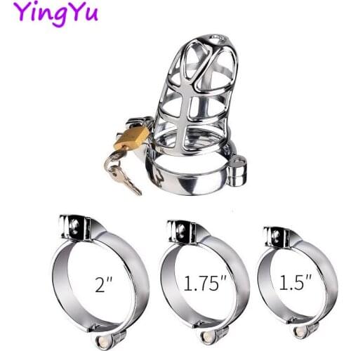 Penis Cock Ring Sleeve Lock Chastity Belt Sex Toys for Men Metal Cock Cage Male Chastity Device Lockable 40/45/50mm