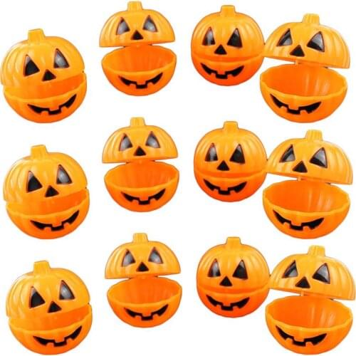 6pcs Plastic Pumpkin Shaped Storage Box Case Container Halloween Mini Gift Holder Props (Yellow) Halloween Supplies