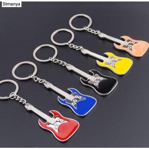 Hot Muscial Guitar keychains new Colorful men women gift Key Chain Vintage Bag kry ring Best Couple gift Jewelry K1990