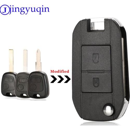 Bilchave Modified Flip Folding Car Key Case Fob Shell For Peugeot 206 207 For Citroen Remote 2 Button Key Case Cover