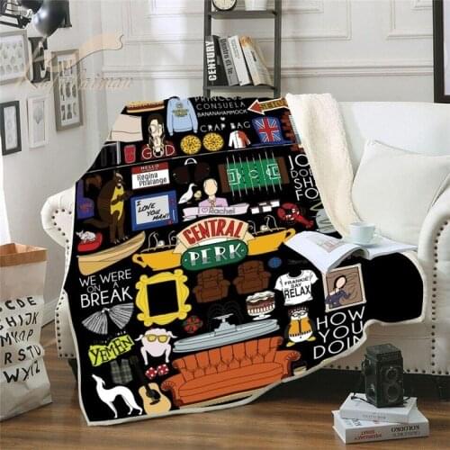 Cartoon Blanket Kids Blanket Throw Friends Tv Show Soft Blanket Dust Cover Sofa Bed Blankets for Adults Home Decotation
