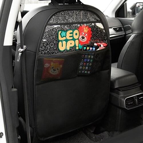 Cartoon Monkey Car Seat Back Cover Protector for Kids Baby Cute Children Car Rear Seat Protector Storage Bag Anti Kick Mat Pad
