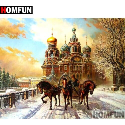 HOMFUN Full Square/Round Drill 5D DIY Diamond Painting "Castle character" Embroidery Cross Stitch 5D Home Decor A01670