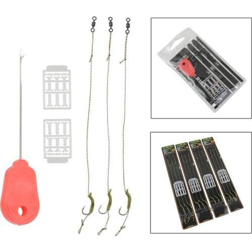 Carp Fishing Hair rigs set carp Terminal Tackle Kit Ready Made Rigs with Free bait needle Boilie Stoppers