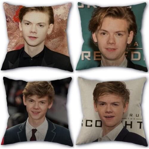 Nice Thomas Sangster Pillowcase Cotton Linen Fabric Square Zipper Pillowcase New 45X45cm Wedding Decorative Pillow cover 0318