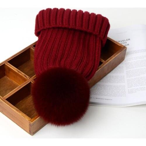 Autumn Winter Beanies Hat knitted Skullies Real Raccoon Big Fur Pom poms Pompom Casual Cap For Women Kids Removable Snaps H277