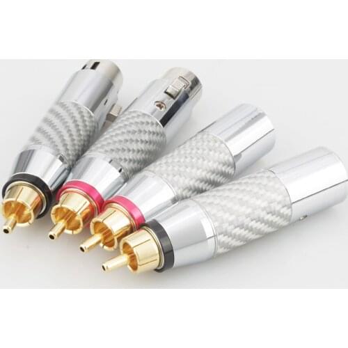 2Pcs Carbon Fiber Hi-Fi Plug Connector Balanced Male Female XLR Plug to RCA Plug XLR 3 Pin Female to RCA male Audio Jack Adapter