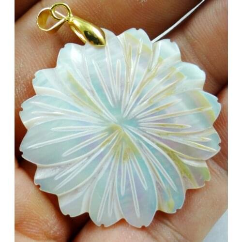 5pcs Natural Freshwater flower Shell Necklace Pendants For Jewelry Making Charms Pendants 40*40MM P305