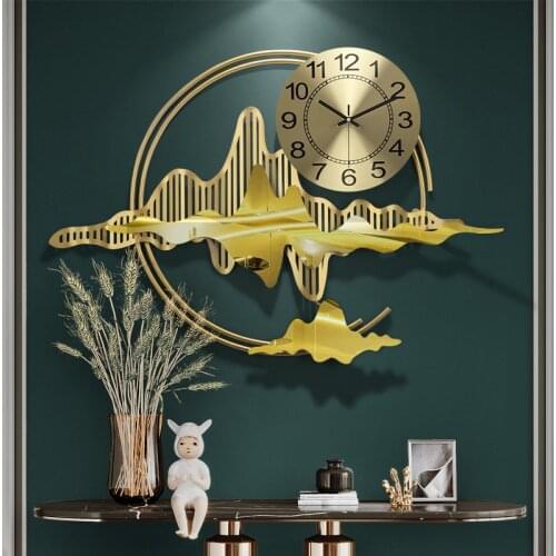 Simple Luxury Wrought Iron Landscape Wall Clocks Wall Accessories Home room Wall Mural Decoration Club Lobby Wall Sticker Crafts