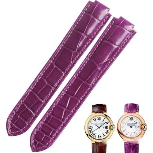 WENTULA Watch band For BALLON BLEU DE CARTIER Crocodile Leather Watch band With Sliver Buckle Watch Accessories