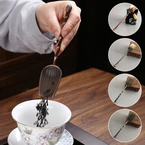 Retro Bronze Chinese Tea Spoons Copper Green Tea Scoop Spoon Tea Leaves Chooser Holder Chinese Kongfu Tea Tools Accessories