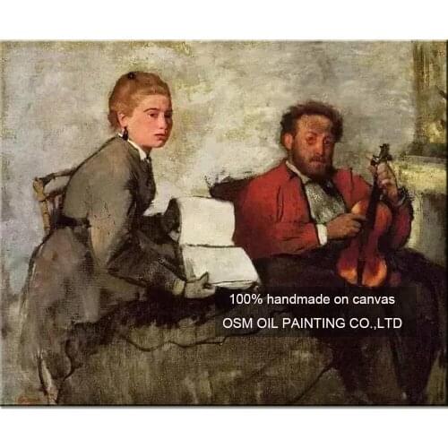 Handmade High Quality Count Lepic and His Daugh Oil Painting Wall Decor Figure Imitation Paintings Edgar Degas Works Painting