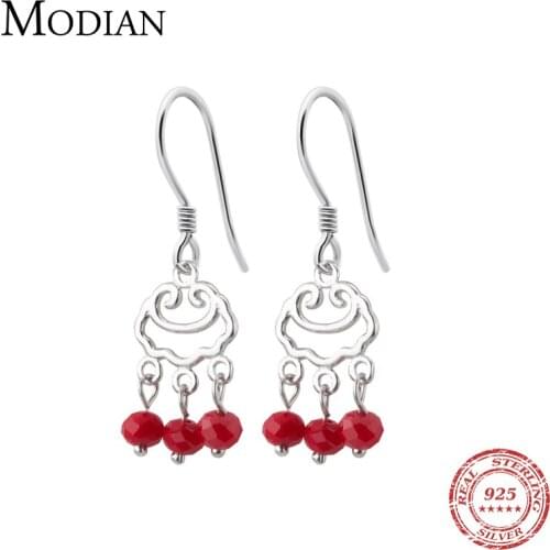 Modian Bohemia Style Charm Crystal Dangle Earrings for Women Jewelry Sterling Silver 925 Drop Earing Fashion Ear Jewelry