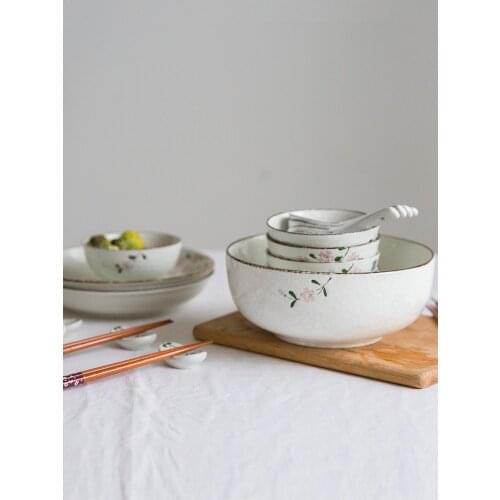 Flower Vintage Dinner Plates Japanese Retro Creative Dinner Plates Porcelain Set White Vajilla Platos Eating Utensils EI50TZ