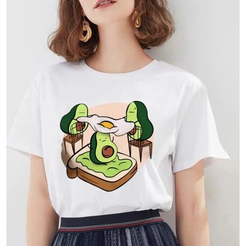 BONJEAN Fashion Kawaii Avocado Printed TShirts Female Funny Cartoon Short Sleeve Cute T-shirt Harajuku Tops Tees Women Clothe