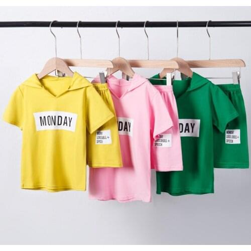1-14 Years Summer Girls' Clothing Sets Cotton Hooded Short-sleeved T-shirt Shorts 2Pcs Baby Kids Clothes Suit Sport Outfits