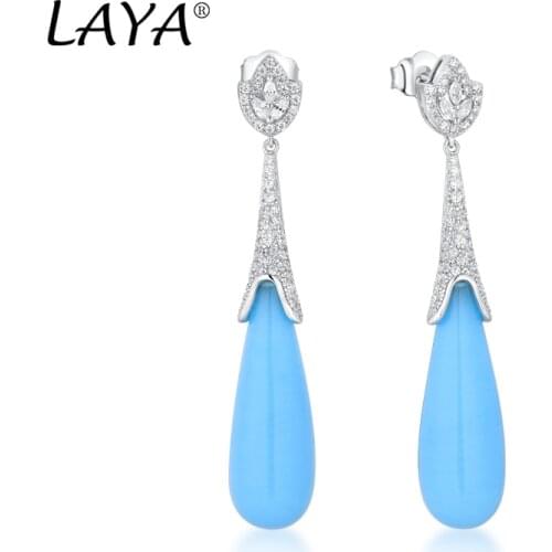925 Sterling Silver Fashion High Quality Zircon Turquoise Glass Pearl Drop Earrings For Womens Birthday Party Wedding Jewelry