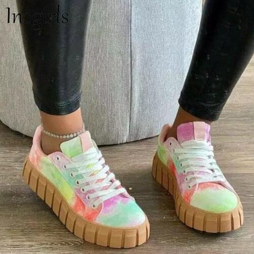 Womens Comfy Flats 2021 New Fashion Solid Color Tie Dye Ladies Casual Vulcanized Shoes Outdoor Running Walking Sport Sneakers