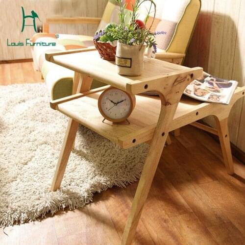 Louis Fashion Coffee Tables Creative Nordic Solid Wood Modern Minimalist Nordic Japanese Bedside Cabinet Double Sofa Side