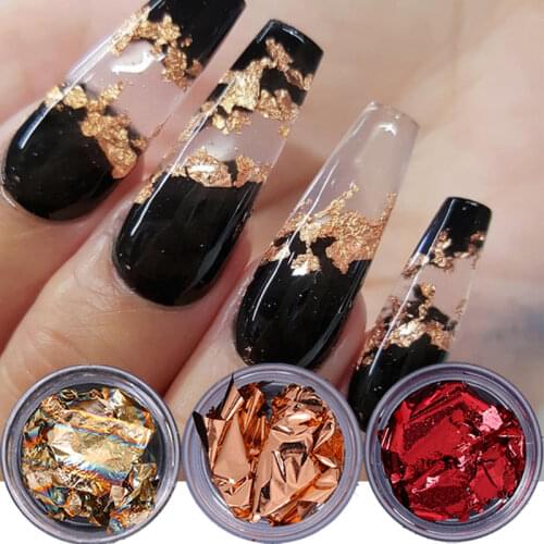 1 Box Irregular Aluminum Foil Nails Sequins Green Red Gold Glitter Flakes Manicure DIY Nail Art Stickers Paper Decorations