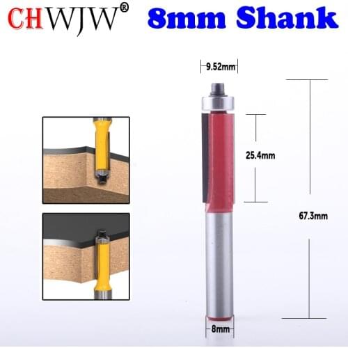 1Pc 8mm SHANK 9.52mmD blade flush bit Flush Trim Router Bit End Bearing For Woodworking Cutting Tool