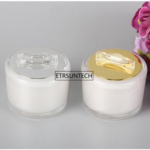 100pcs 5g 10g Acrylic White Cream Jar, Empty Cosmetic Packing Container Sample Tins F3612