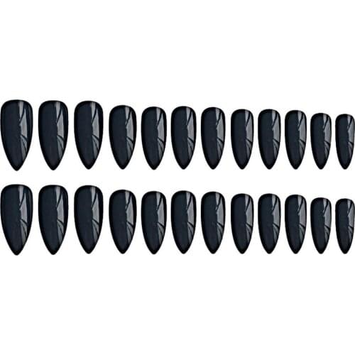 24Pcs/set Acrylic False Nail Fashion Extra Long Shiny Nail Extension Decoration Sharp Stiletto Artificial Nail Art Easy Apply