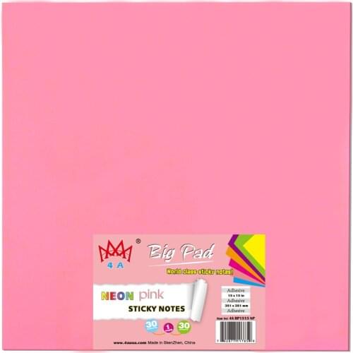 4A Sticky Big Pad,15 x 15 Inches,Neon Pink,Self-Stick Notes,Stationery,Stickers Planner,30 Sheets/Pad,1 Pad/Pack,4A BP1515 NP