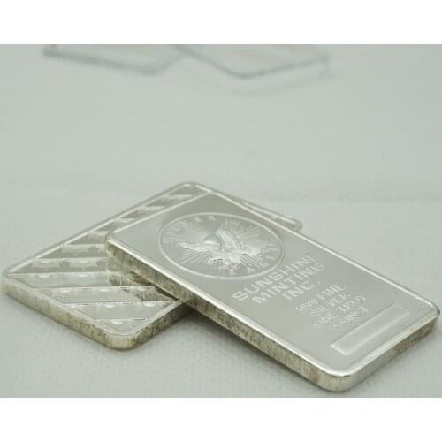 4pcs Sunshine minting 1 OZ ingot Bar coins silver plated 50 mm x 28 mm American souvenir coin metal decoration bar