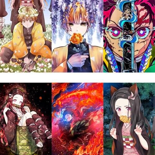 AMTMBS Demon Slayer Kimetsu No Yaiba Printing Canvas Anime Poster Decorative Wall Picture Prints Modern Home Decoration