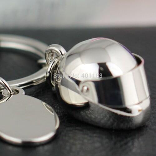 10Pcs/Lot Helmet Key Chain Ring Creative Polished Chrome Motorcycle Bicycle Accessories Movable Sunshade Keychain Keyring Keyfob