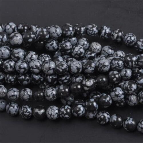 Snowflake Obsidian Loose Beads Natural Gemstone Smooth Round for Jewelry Making
