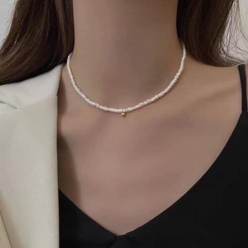 Kpop Elegant Baroque Pearl Bead Clavicle Chain Necklace For Women Wedding Jewelry Collar 2021 New Neck Chain