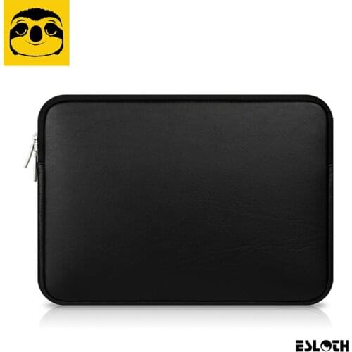 ESLOTH Black PU Leather Waterproof Laptop Sleeve Bags Notebook Cases Computer Cover for 11.6"13.3"15.4 inch For Macbook Air Pro